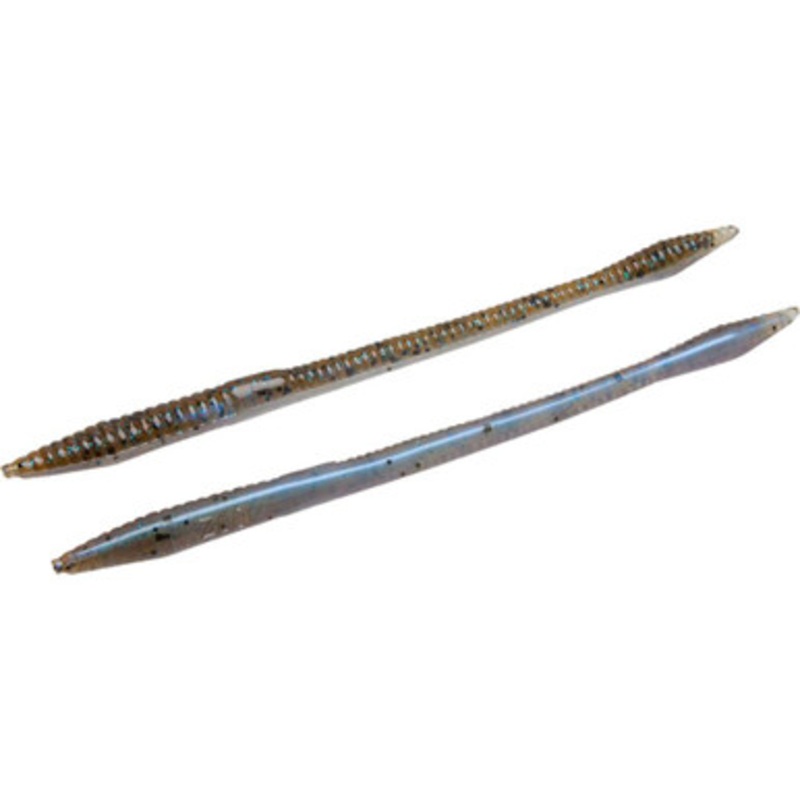 Zoom Trick Worm – 6-1/4in – Green Pumpkin Blue Flash