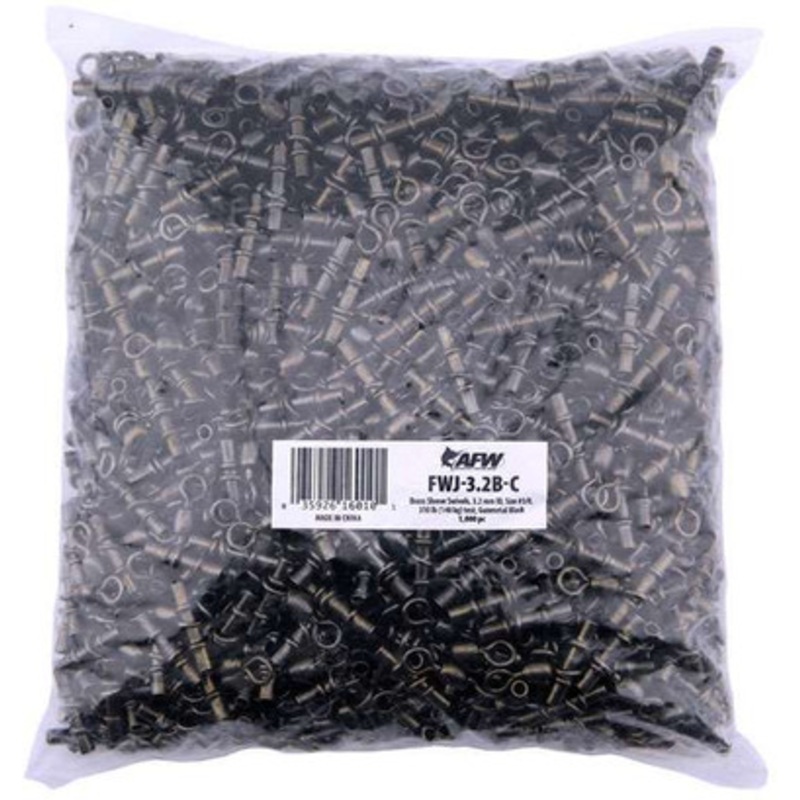AFW FWJ-3.2B-C #3/0 3.2mm 310lb Brass Sleeve Swivels Gunmetal – 1000pc