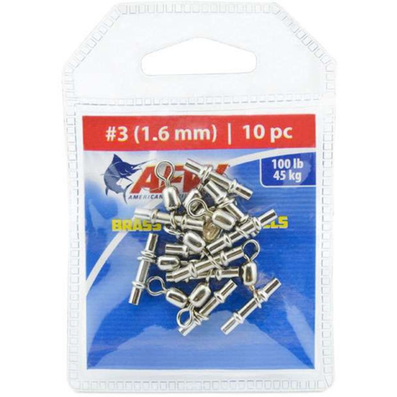 AFW FWJ-1.6T-A Size #3 100lb Brass Sleeve Swivels – Nickel – 10pc