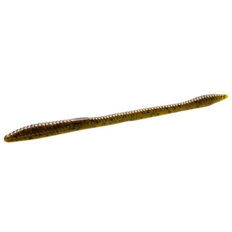 Zoom Trick Worm – 6-1/4in – Green Pumpkin Red