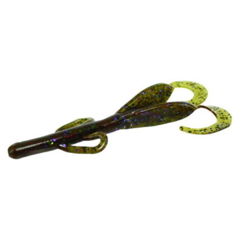 Zoom Baby Brush Hog Bait – 4in – Green Pumpkin Candy Red