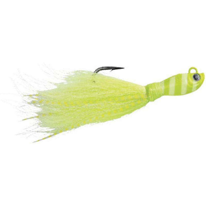 SPRO Power Bucktail Zebra Glow Jig – 1-1/2oz – Crazy Chartreuse