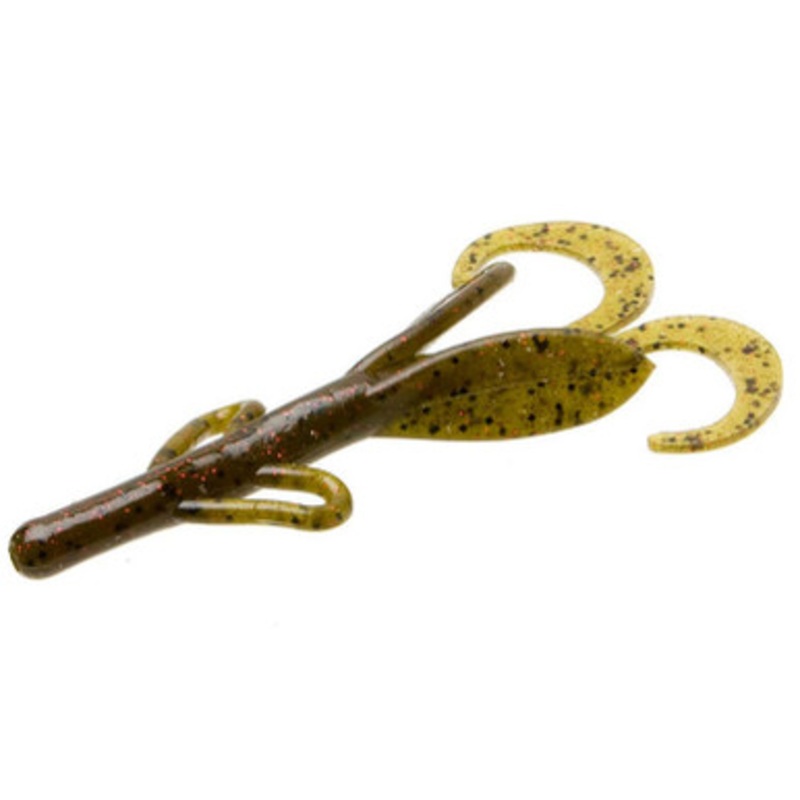 Zoom Baby Brush Hog Bait – 4in – Green Pumpkin Red