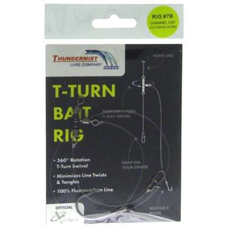 Thundermist T-Turn Bait Rig #7B – Channel Catfish (Octopus Hook)
