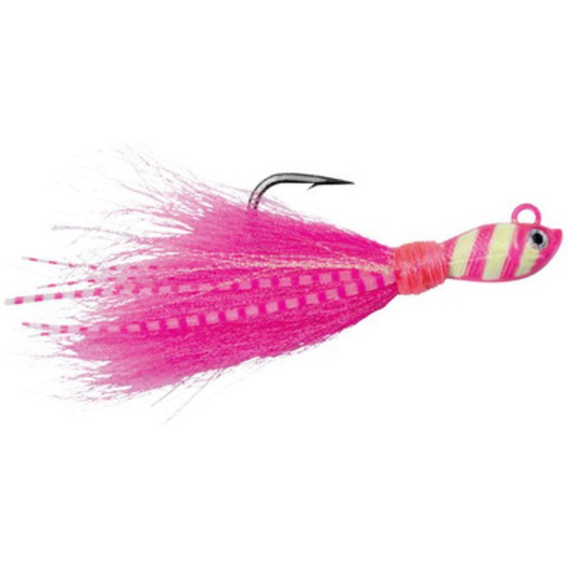 SPRO Power Bucktail Zebra Glow Jig – 2oz – Crazy Pink