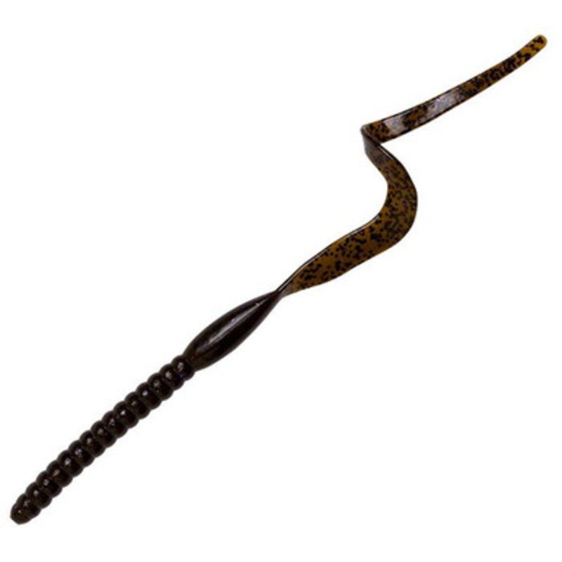 Yum Ribbon Tail Worm – 10in – Green Pumpkin Purple